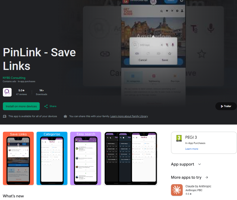 PinLink Android application preview